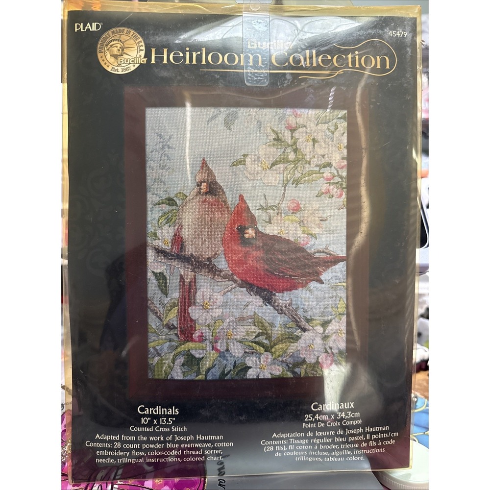 Bucilla Heirloom Collection Cardinals 45479 Counted Cross Stitch Kit Joseph Haut